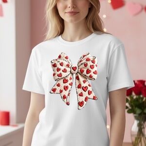 Valentine's Coquette T-shirt short sleeve New S M L XL 3D bow trending hearts